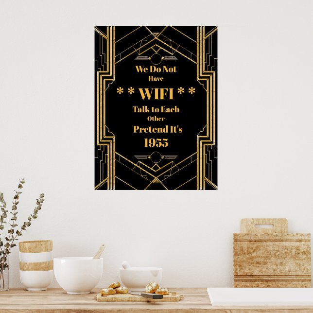 Elegant Art Deco Gatsby Unplugged Bröllop Poster (Kök)