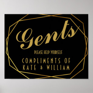 Elegant art deco Gents Restroom-tecken Poster