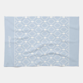 Elegant Art Deco Geometric Blue and White Kökshandduk