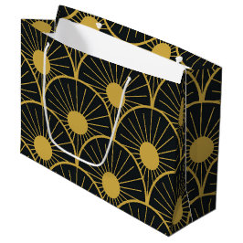 Elegant Art Deco Gold Sun Pattern on Black 