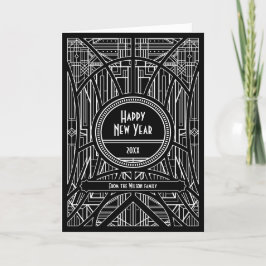 Elegant art deco Gott nytt år black Helgkort
