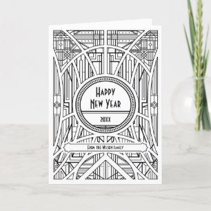 Elegant art deco Gott nytt år Helgkort