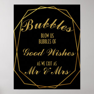 Elegant art deco Guld & Black bubble Poster