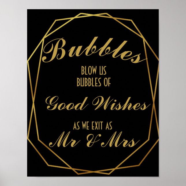 Elegant art deco Guld & Black bubble Poster (Framsidan)