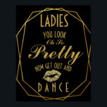 Elegant art deco Guld & Black Dam BATHROOM Poster<br><div class="desc">Elegant art deco Guld & Black Dam BATHROOM bröllop-tecken</div>
