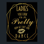 Elegant art deco Guld & Black Dam BATHROOM Poster<br><div class="desc">Elegant art deco Guld & Black Dam BATHROOM bröllop-tecken</div>