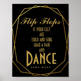 Elegant art deco Guld & Black flinflip flops Poster