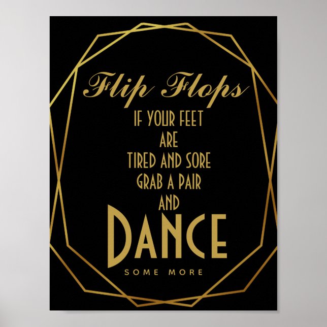 Elegant art deco Guld & Black flinflip flops Poster (Framsidan)