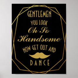 Elegant art deco Guld & Black GENTLEMEN BATHROOM Poster