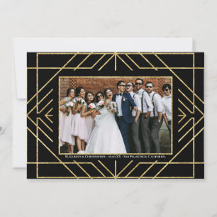 Elegant Art Deco Guld Black Photo Tack Spara Datumet