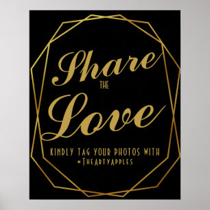 Elegant art deco Guld & Black Social-mediefård Poster