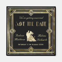 Elegant Art Deco Guld Black Spara datum