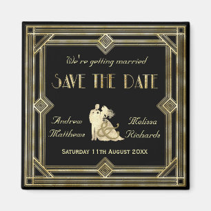 Elegant Art Deco Guld Black Spara datum Magnet