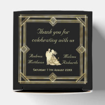 Elegant Art Deco Guld Black Wedding Favor