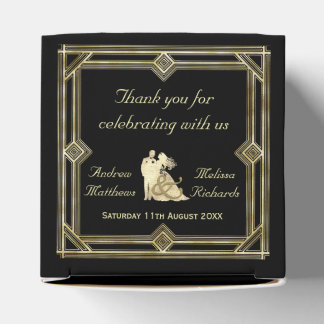 Elegant Art Deco Guld Black Wedding Favor Presentaskar