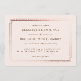 Elegant Art Deco Guld Foil Gräns  Bröllop Inbjudningar