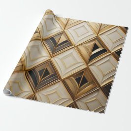 Elegant Art Deco Guld & Krämfärgad Geometrisk Moas Presentpapper