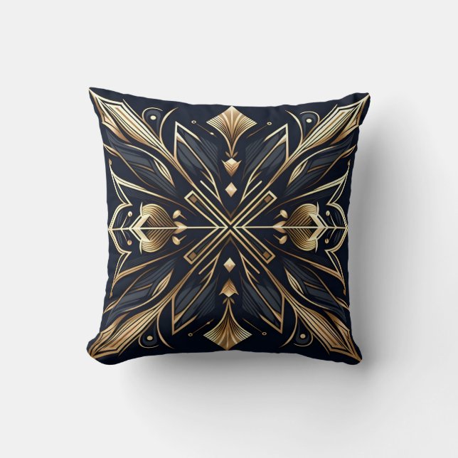 Elegant Art Deco Guld Mandala Kudde (Framsida)