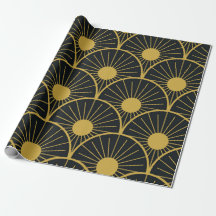 Elegant Art Deco guld solmönster på svart