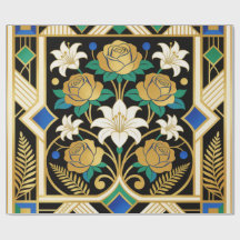 Elegant Art Deco Gyldenrosor & Liljor