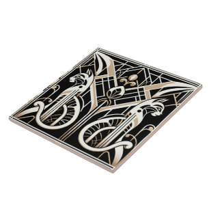 Elegant Art Deco-katt Kakelplatta