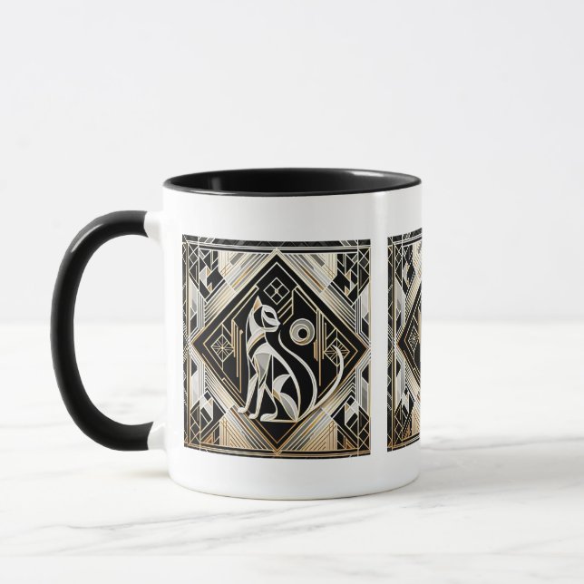 Elegant Art Deco-katt Mugg (Vänster)