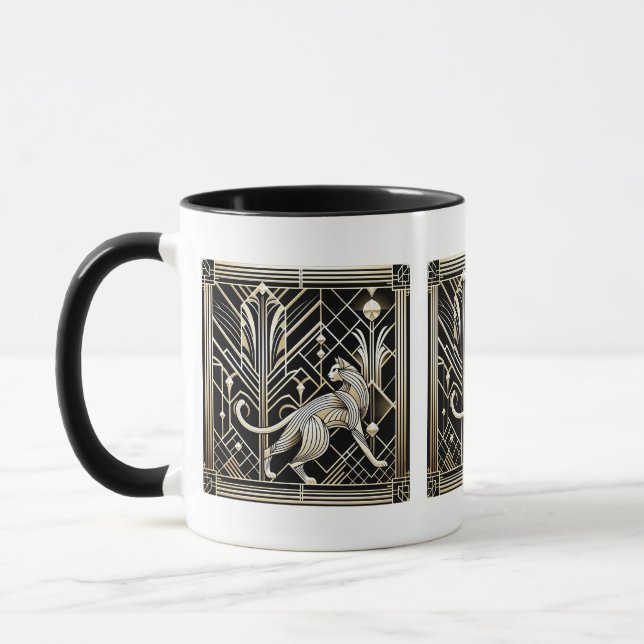 Elegant Art Deco-katt Mugg (Vänster)