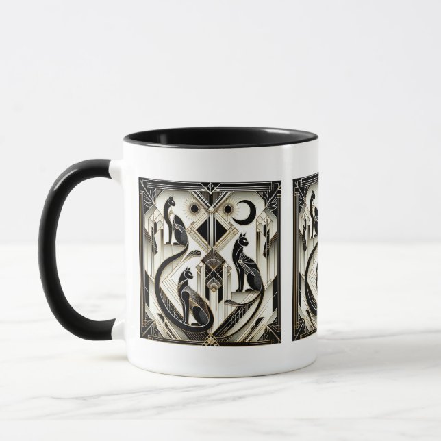 Elegant Art Deco-katt Mugg (Vänster)