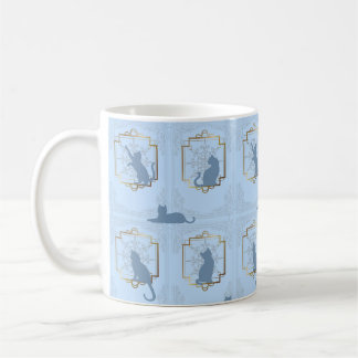 Elegant Art Deco Katter - Blå Kaffemugg