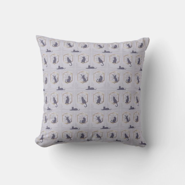 Elegant Art Deco Katter - Lavendel Kudde (Framsida)