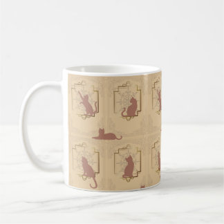 Elegant Art Deco Katter - Orange Kaffemugg
