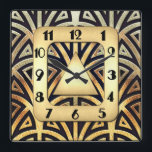 Elegant Art Deco-klocka Fyrkantig Klocka<br><div class="desc">Den här Art Deco Stil-klockan ser mycket elegant ut och jag kan tänka mig att den här väggklockan skulle se jättebra ut på en mur i ditt hem. Jag skapat den här klockan med elegans i åtanke. Det är mycket Art Deco i svart och guld. Det skulle också vara en...</div>