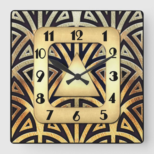 Elegant Art Deco-klocka Fyrkantig Klocka (Framsida)
