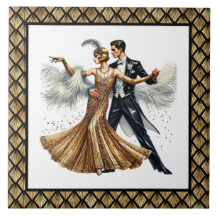 Elegant Art Deco-koppel Kakelplatta