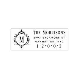 Elegant Art Deco Monogram-familjens Returadress Stämpel