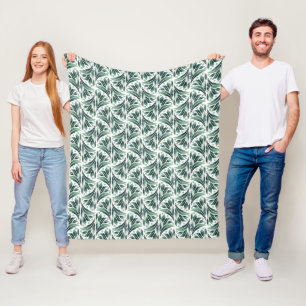 Elegant Art Deco-mönster med grön lövverk Fleecefilt
