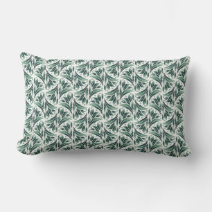 Elegant Art Deco-mönster med grön lövverk Lumbarkudde