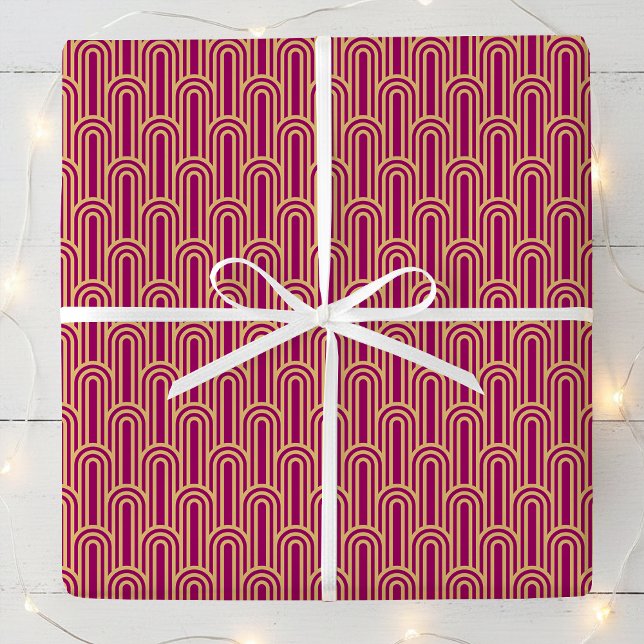 Elegant Art Deco-mönster valv rosa guld chic Presentpapper (Skapare uppladdad)