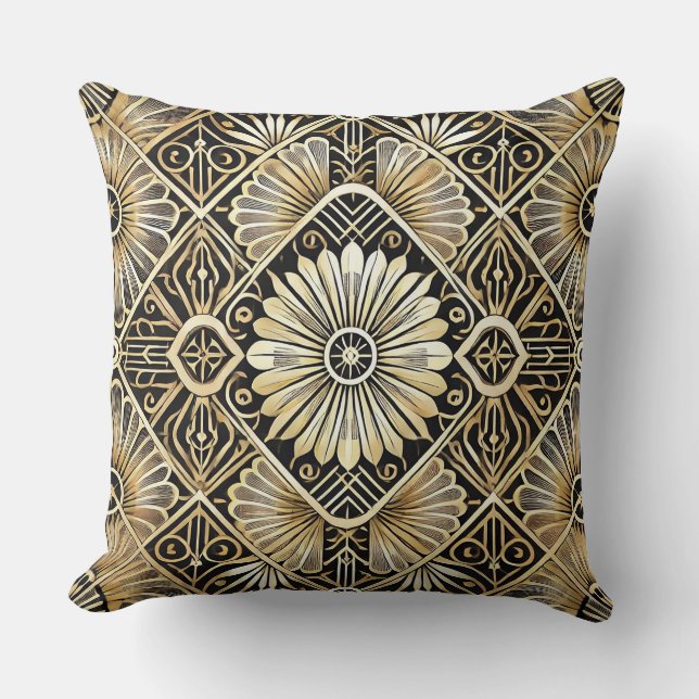 Elegant Art Deco-mönsterdesign Kudde (Framsida)