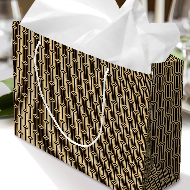 Elegant Art Deco-mönstrade valv i svart guld chic (Skapare uppladdad)