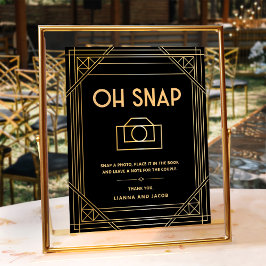 Elegant Art Deco Oh Snap Bröllop Black Guld Poster