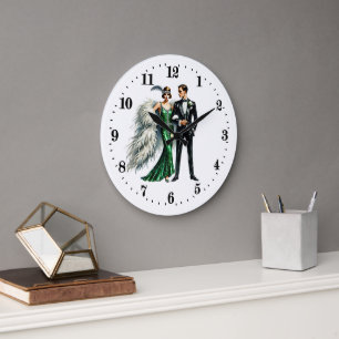 Elegant Art Deco-par Stor Klocka