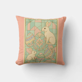 Elegant Art Deco Påsk - Geometric Pastel Bunnies Kudde