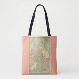 Elegant Art Deco Påsk - Geometric Pastel Bunnies Tygkasse