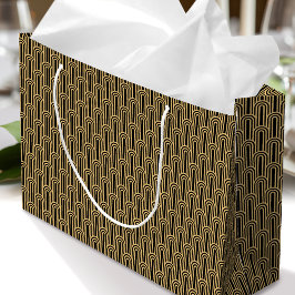 Elegant Art Deco Pattern Arches Black Gold Chic