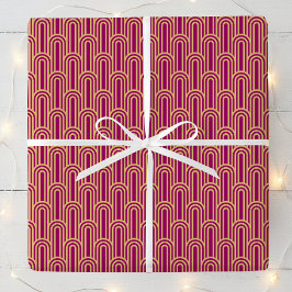 Elegant Art Deco Pattern Arches Pink Gold Chic Presentpapper