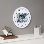 Elegant art deco penguin val stor klocka<br><div class="desc">Elegant art deco penguin val Large Clock</div>