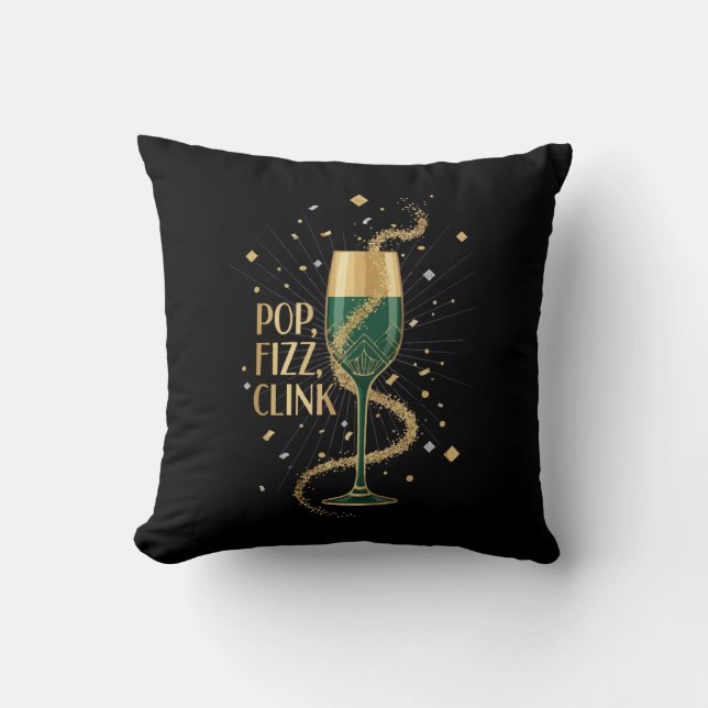 Elegant Art Deco Pop Fizz Klirr | Gatsby Ropar Kudde (Framsida)