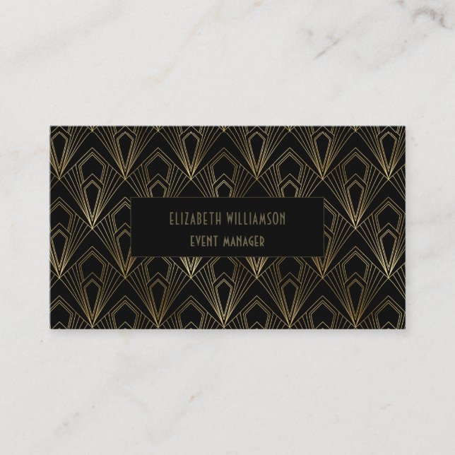 Elegant Art Deco Professional | Svart och Guld Visitkort (Framsida)