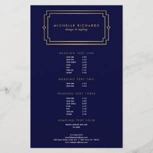 Elegant Art Deco Professionell Navy/Guld Flygblad